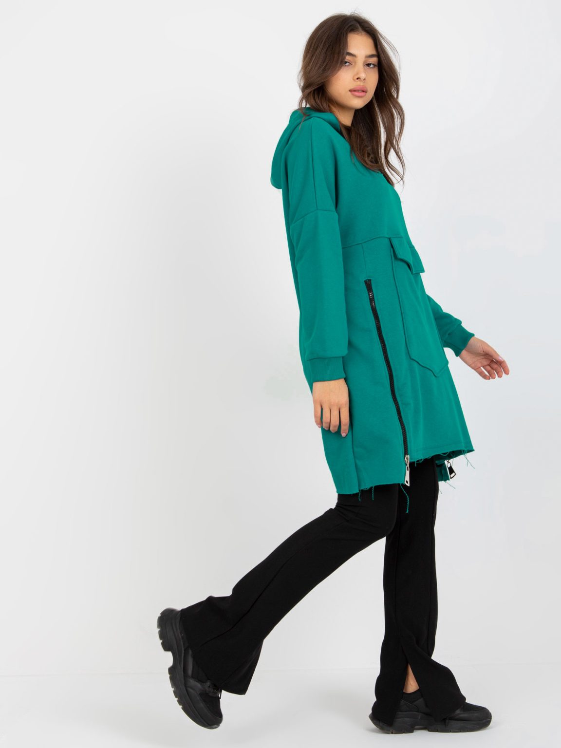 Hurtownia Morska długa bluza basic oversize z kapturem