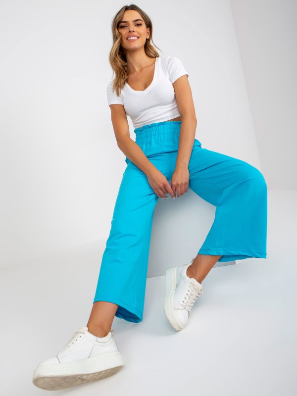 Hurtownia Niebieskie spodnie dresowe basic wide leg