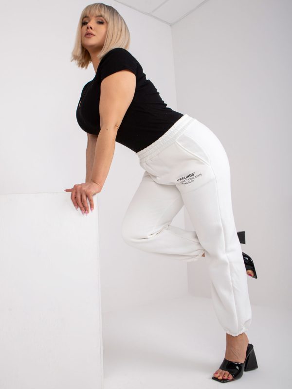 Hurtownia Białe spodnie dresowe plus size z bawełny Banni