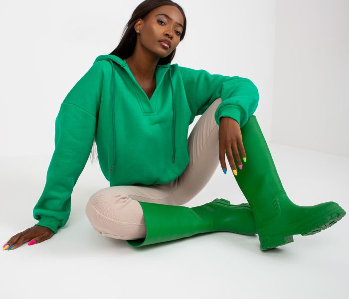 Hurtownia Zielona dresowa bluza basic oversize z kapturem