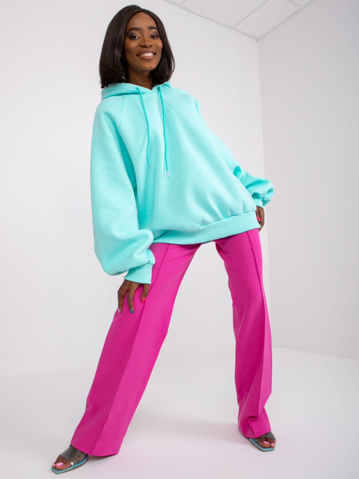 Hurtownia Miętowa damska bluza dresowa oversize Marinela