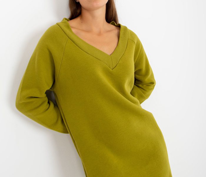 Hurtownia Oliwkowa midi sukienka dresowa oversize
