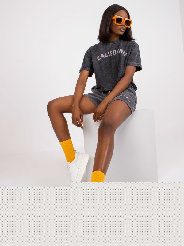 Hurtownia Grafitowy komplet letni z kieszeniami