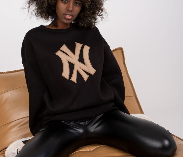 Hurtownia Czarna dresowa bluza one size bez kaptura Auriane