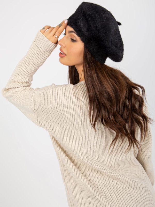 Hurtownia Czarna damska czapka zimowa beret