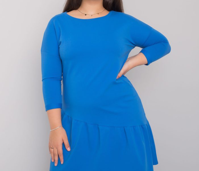 Hurtownia Ciemnoniebieska sukienka plus size z falbaną Linda