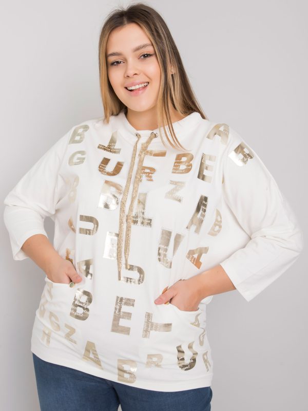 Hurtownia Ecru bluzka plus size z nadrukiem Keziah