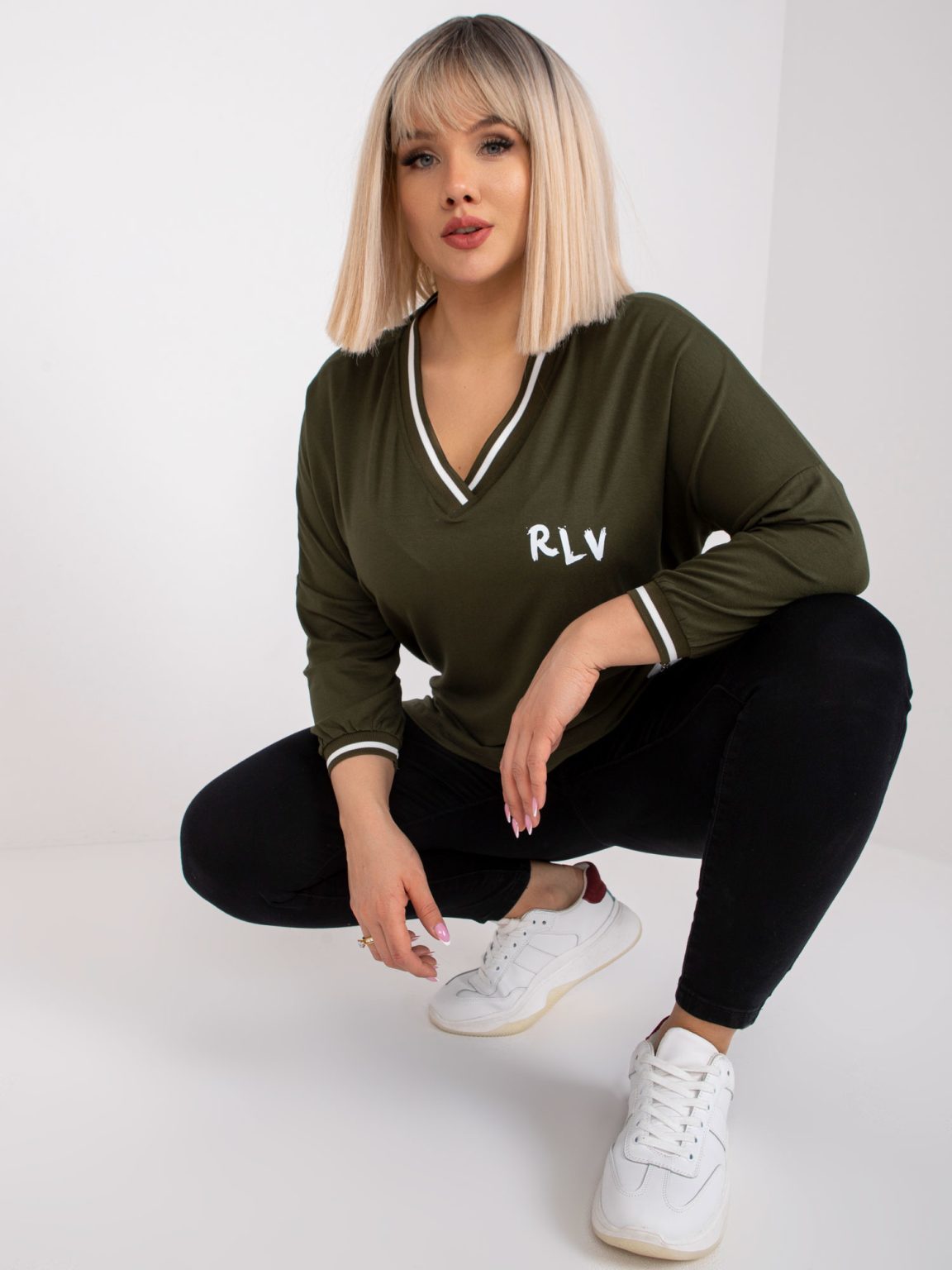 Hurtownia Khaki luźna bluzka plus size Marianna