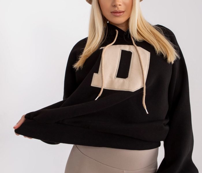Hurtownia Czarna damska bluza dresowa z kapturem Valeria