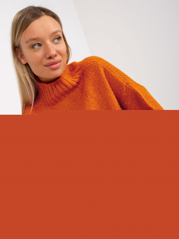 Hurtownia Ciemnopomarańczowy sweter z golfem oversize Ariana RUE PARIS