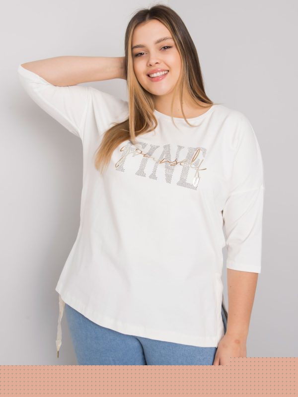 Hurtownia Ecru bluzka plus size z dżetami Elena