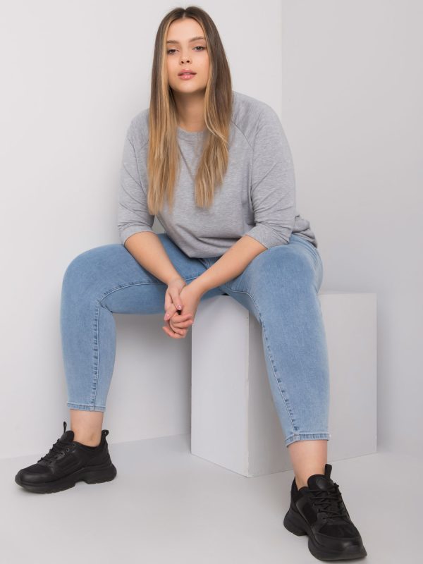 Hurtownia Szara melanżowa bluzka plus size z bawełny Emma
