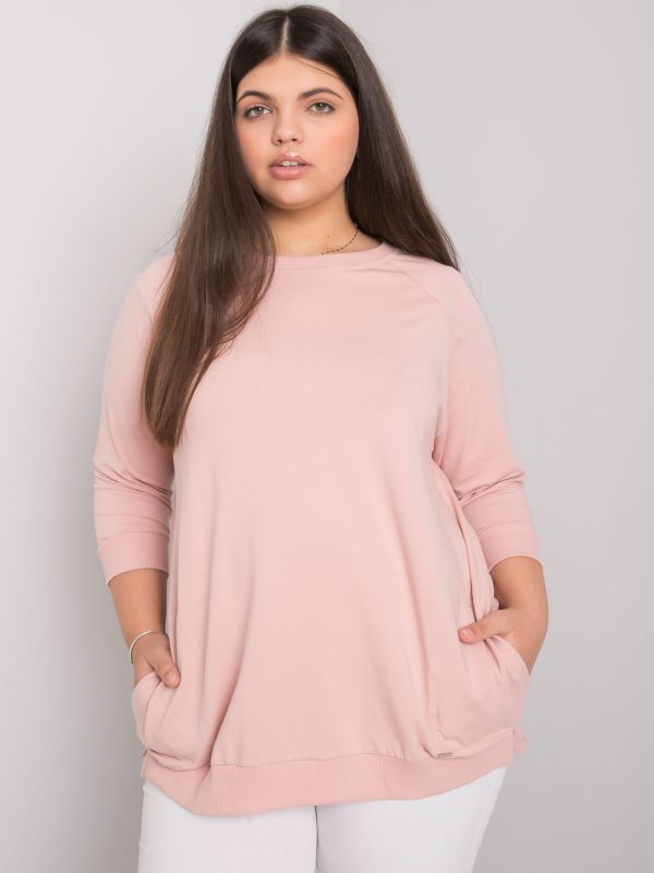 Hurtownia Brudnoróżowa bluzka plus size z bawełny Emma