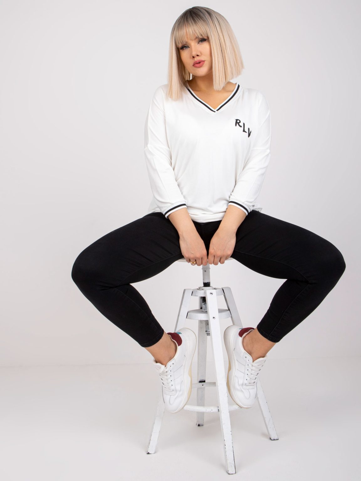 Hurtownia Ecru bawełniana bluzka plus size Marianna