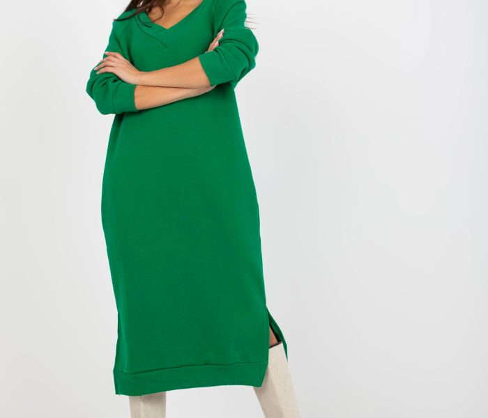 Hurtownia Zielona midi sukienka dresowa oversize