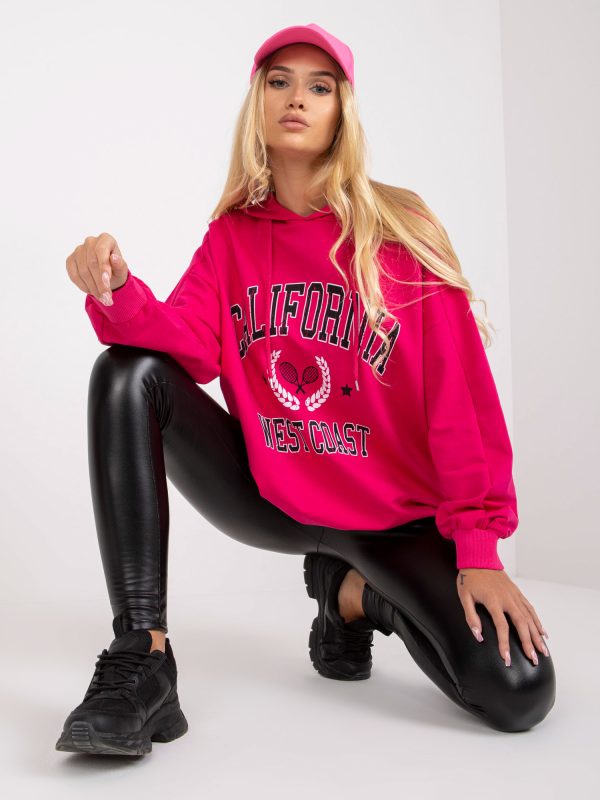 Hurtownia Fuksjowa dresowa bluza oversize z nadrukiem