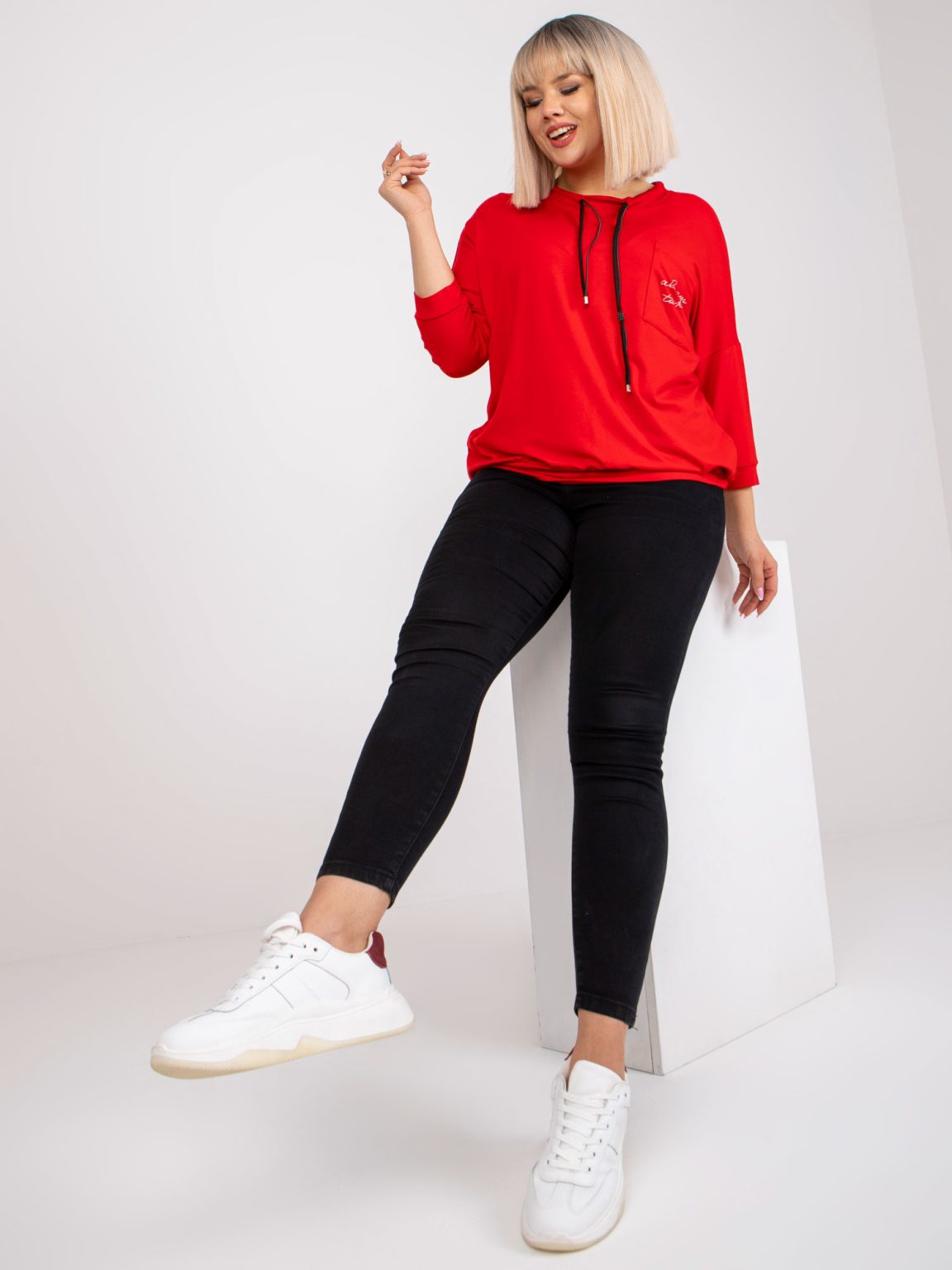 Hurtownia Czerwona bluzka plus size bawełniana Roberta