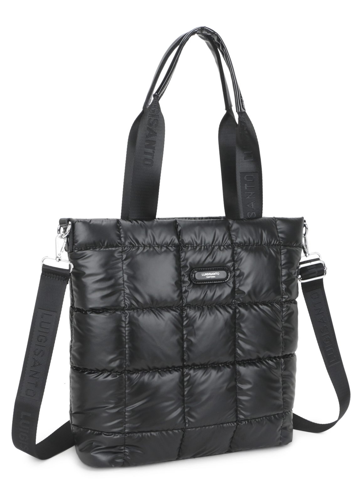 Hurtownia Czarna pikowana torba shopper LUIGISANTO