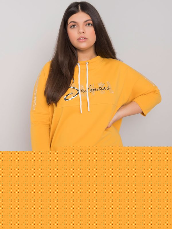 Hurtownia Żółta bluzka plus size z dżetami Ornella