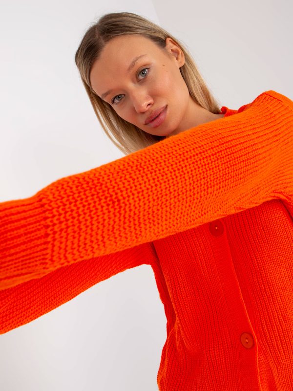 Hurtownia Pomarańczowy sweter rozpinany z dużymi guzikami RUE PARIS