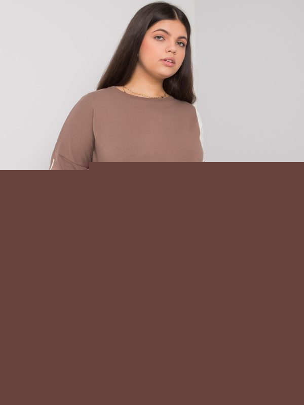 Hurtownia Brązowa bawełniana tunika plus size Eleasha
