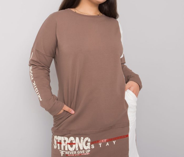 Hurtownia Brązowa bawełniana tunika plus size Eleasha