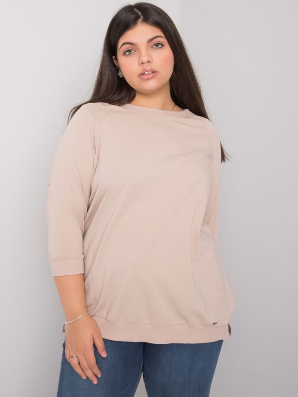 Hurtownia Jasnobeżowa bluzka plus size z bawełny Emma