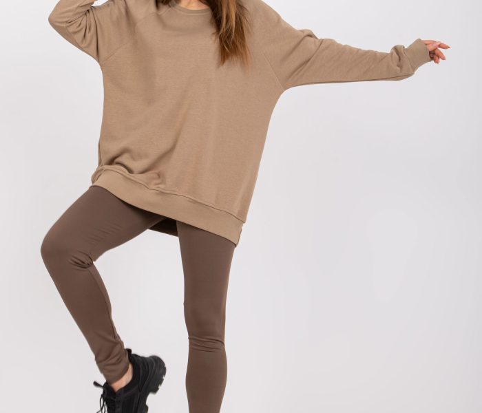 Hurtownia Ciemnobeżowa bluza dresowa basic Remy