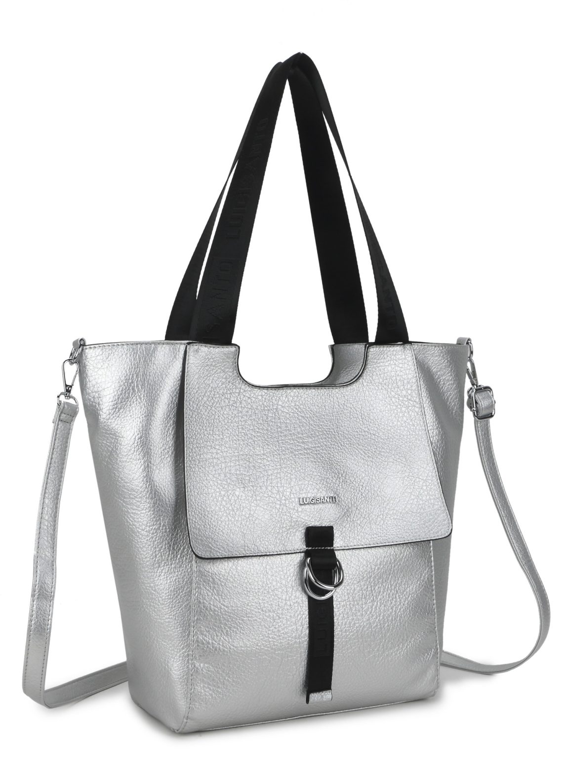 Hurtownia Srebrna torba shopper z uchwytami LUIGISANTO