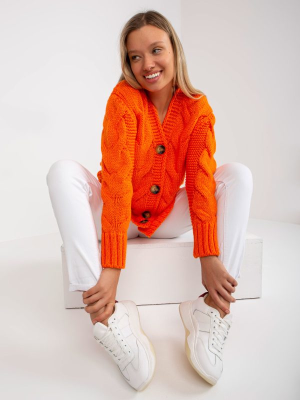 Hurtownia Pomarańczowy sweter rozpinany z wełną Louissine RUE PARIS