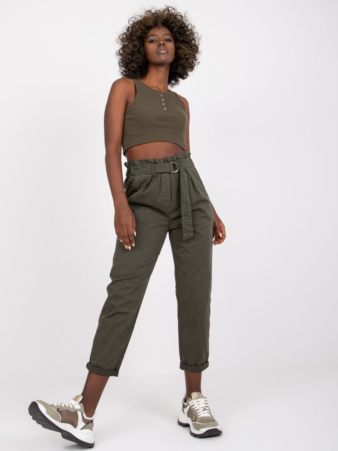 Hurtownia Khaki spodnie paper bag Cabrera