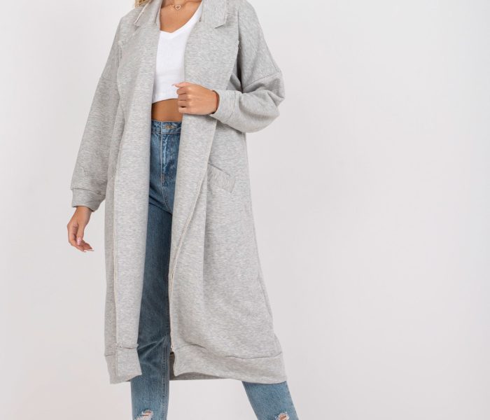 Hurtownia Szara długa bluza dresowa one size z kieszeniami