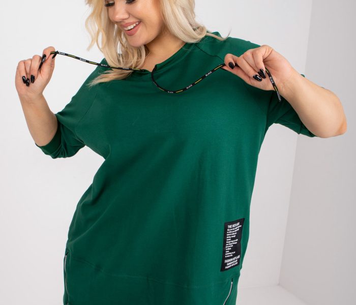 Hurtownia Ciemnozielona tunika plus size z rękawem 3/4 Aurora