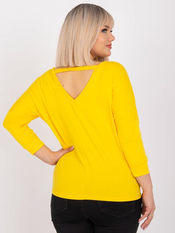 Hurtownia Żółta bluzka plus size z rękawem 3/4 Gloria