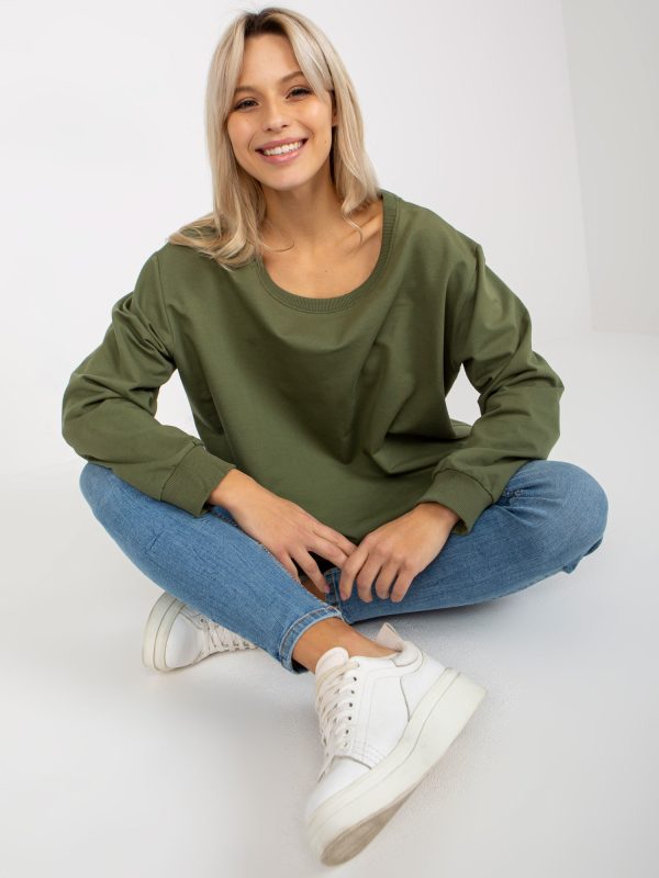 Hurtownia Khaki gładka bluza bez kaptura oversize