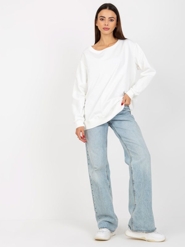 Hurtownia Ecru klasyczna bluza basic oversize bez kaptura