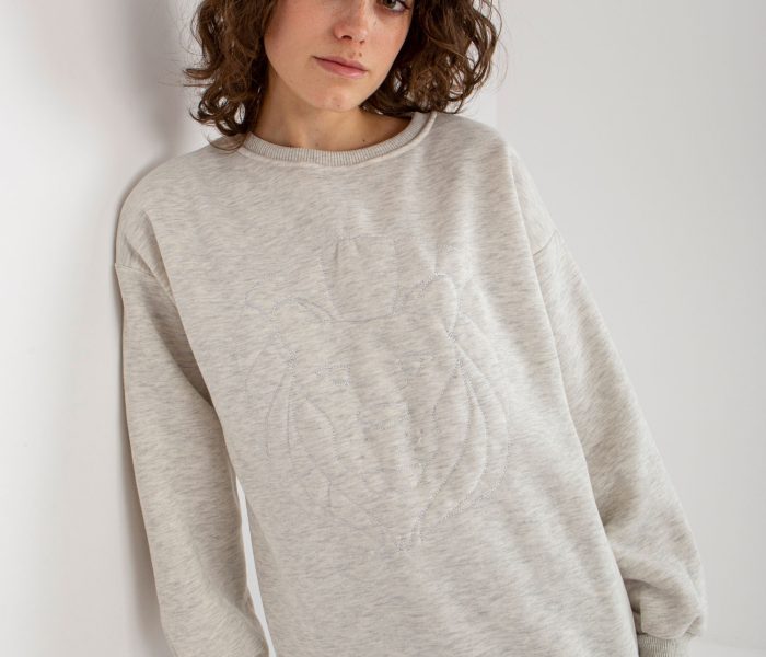 Hurtownia Jasnoszara dresowa bluza bez kaptura oversize