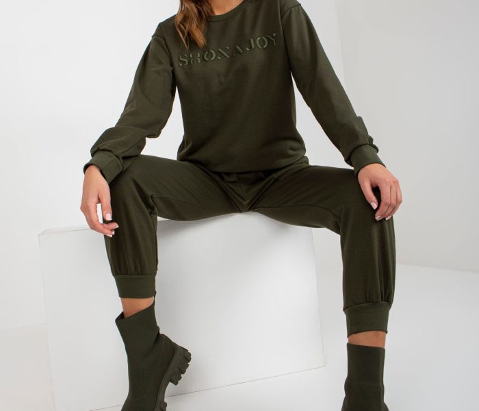Hurtownia Khaki dwuczęściowy komplet dresowy z napisem