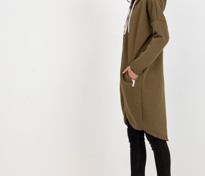Hurtownia Khaki długa dresowa bluza basic na suwak Stunning