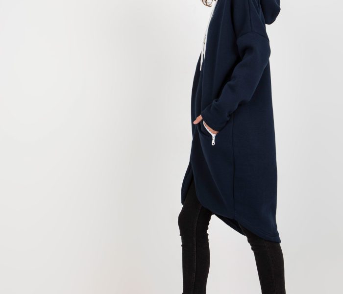 Hurtownia Granatowa długa dresowa bluza basic oversize Stunning
